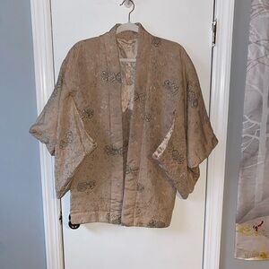 Elegant Authentic Japanese Beige Kimono Jacket